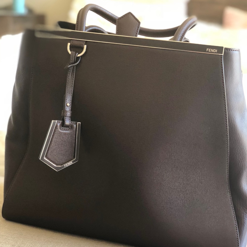 *New* FENDI CafeNoir Leather Large Sac 2Jours